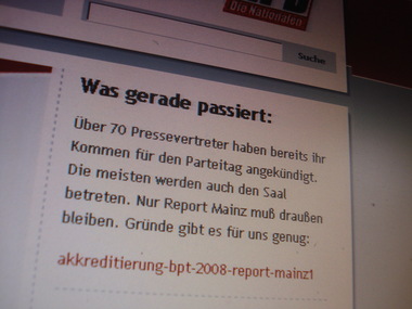 eintrag auf npd-homepage zum ausschluss von report