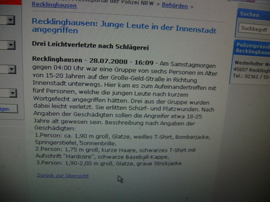 Pressetext der Polizeiwebsite