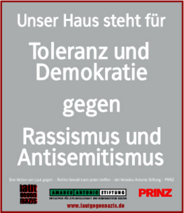 Aufkleber Unser Haus steht für Toleranz Demokratie