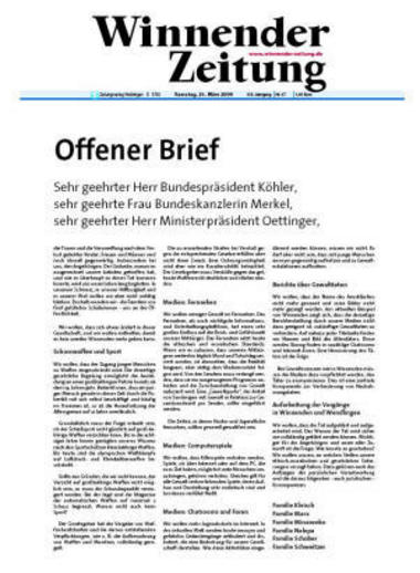 Winnender Zeitung mit Offenem Brief